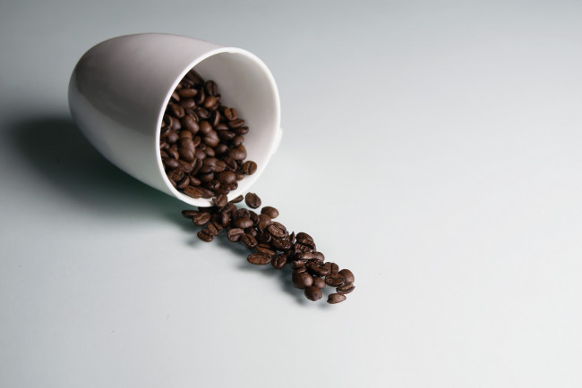 Обои картинки фото еда, кофе,  кофейные зёрна, чашка, зерна