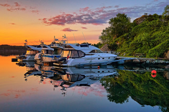 Картинка корабли Яхты река лес