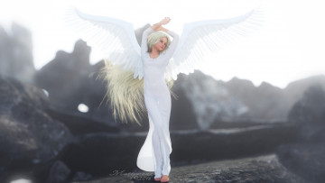 Картинка 3д+графика ангел+ angel фон взгляд девушка