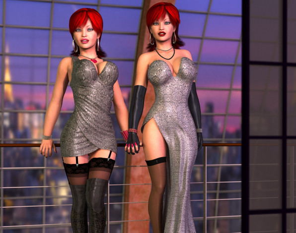 Обои картинки фото 3д графика, люди , people, фон, взгляд, девушки