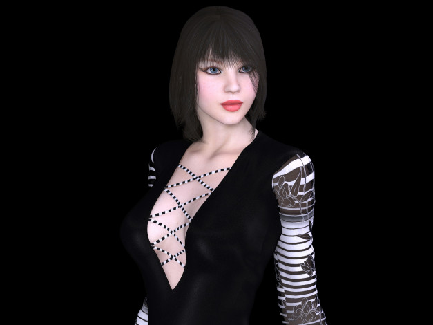 Обои картинки фото 3д графика, люди , people, девушка, взгляд, фон