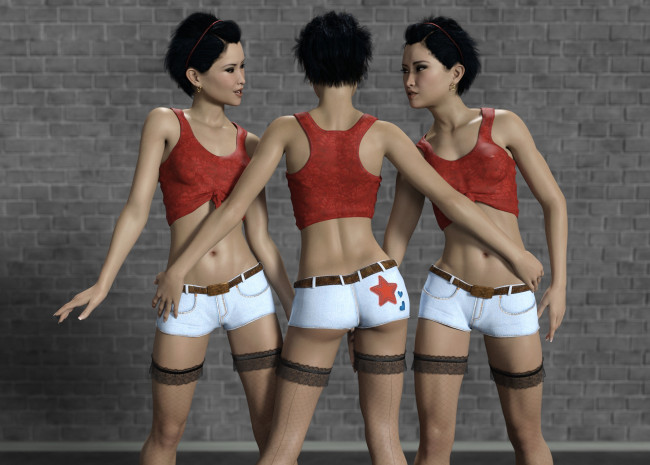 Обои картинки фото 3д графика, люди , people, фон, взгляд, девушки