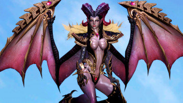 Картинка 3д+графика существа+ creatures демон фон взгляд девушка