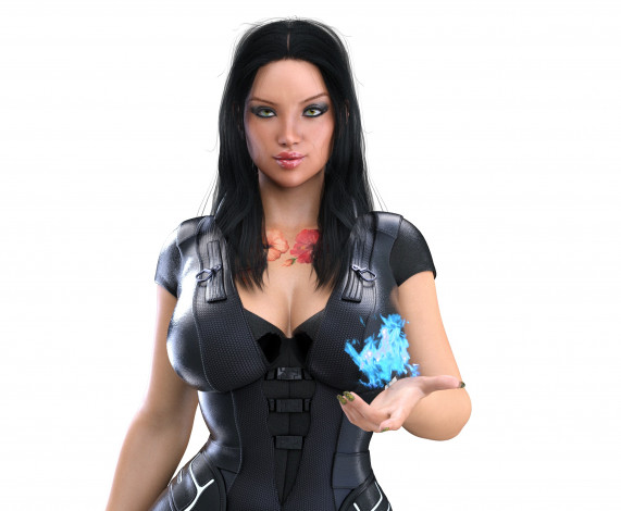 Обои картинки фото 3д графика, люди , people, фон, взгляд, девушка