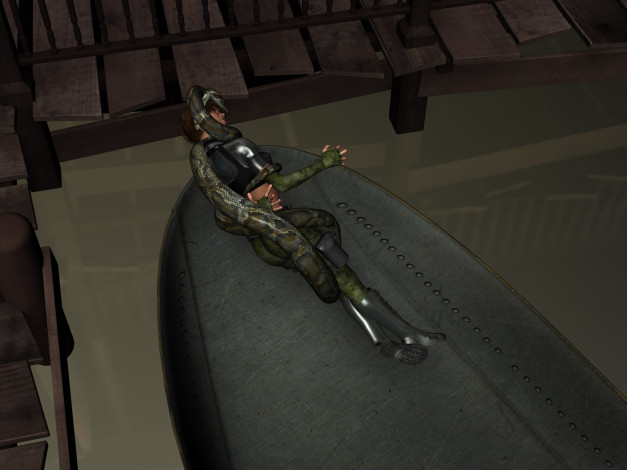 Обои картинки фото 3д графика, фантазия , fantasy, фон, змея, взгляд, девушка