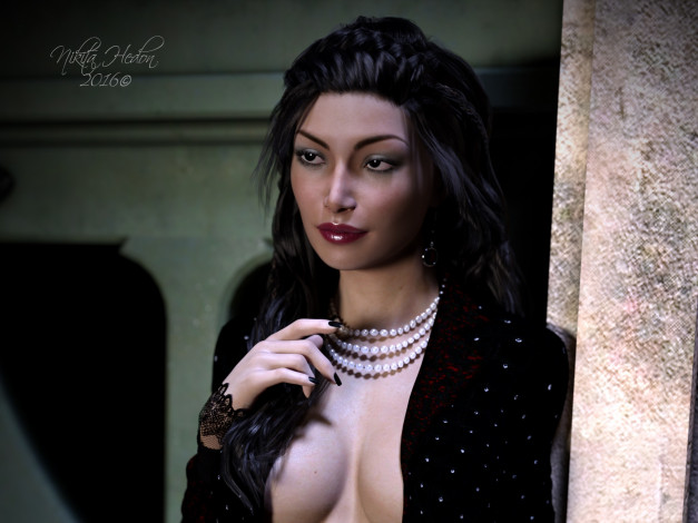 Обои картинки фото 3д графика, люди , people, девушка, взгляд, фон