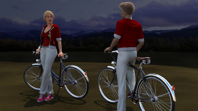 Обои картинки фото 3д графика, спорт , sport, фон, взгляд, девушки