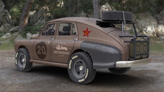 Обои картинки фото gaz-20 pobeda, автомобили, 3д, графика, gaz-20, pobeda