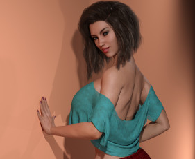 Картинка 3д+графика люди+ people девушка взгляд фон