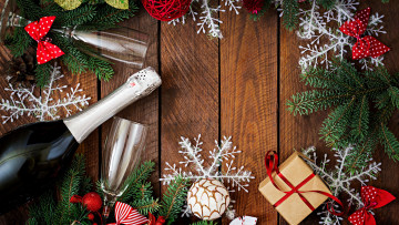 Картинка праздничные -+разное+ новый+год подарок украшение шампанское