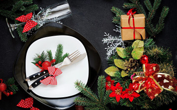 Картинка праздничные -+разное+ новый+год подарок украшение приборы