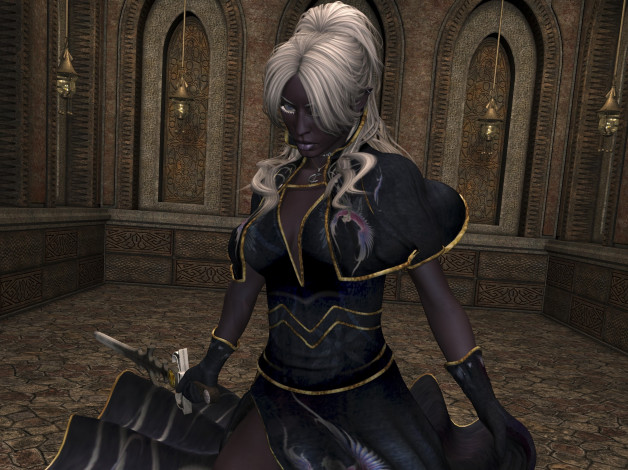 Обои картинки фото 3д графика, существа , creatures, девушка, взгляд, фон