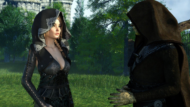 Обои картинки фото 3д графика, фантазия , fantasy, фон, взгляд, девушка