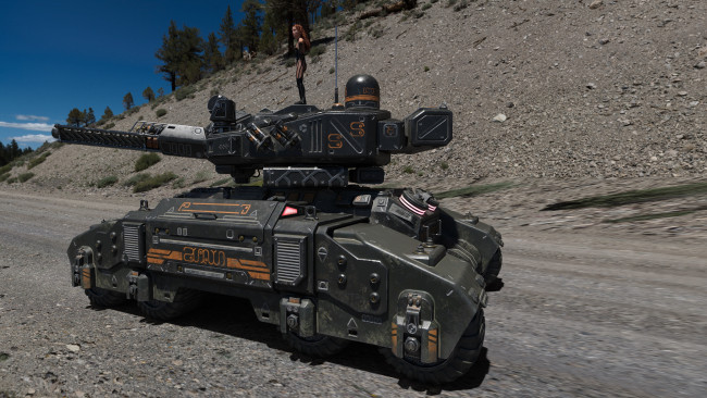 Обои картинки фото 3д графика, фантазия , fantasy, танк, фон, взгляд, девушка