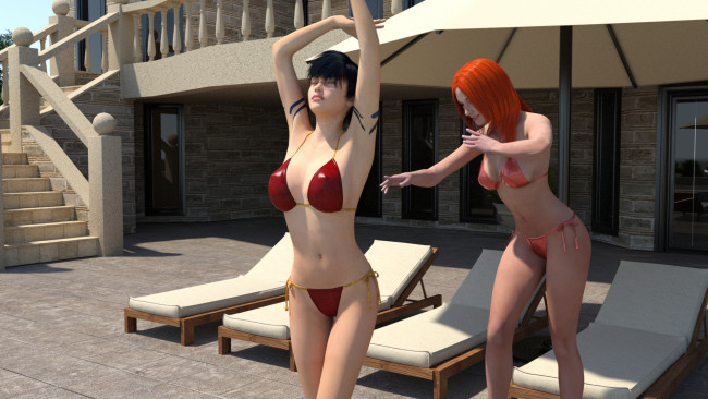 Обои картинки фото 3д графика, люди , people, девушки, взгляд, фон