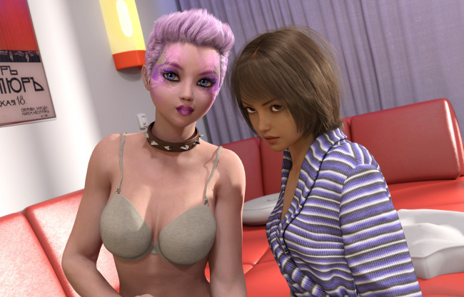 Обои картинки фото 3д графика, люди , people, девушки, взгляд, фон