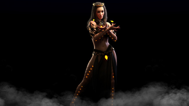 Обои картинки фото 3д графика, фантазия , fantasy, девушка, фон, магия