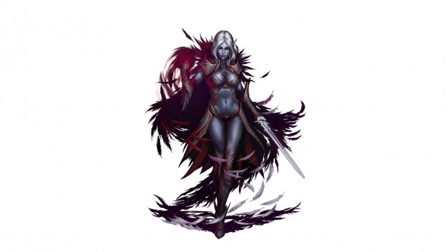 Обои картинки фото фэнтези, эльфы, девушка, фон, взгляд, униформа, меч