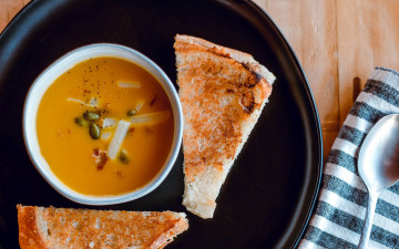 Картинка еда первые+блюда тыквенный суп хлеб