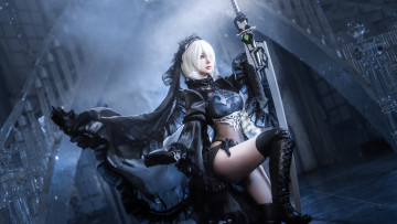обоя девушки, - креатив,  косплей, automata, nier