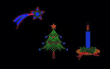 обоя праздничные, 3д графика , новый год, звезда, ёлка, свеча, мозаика