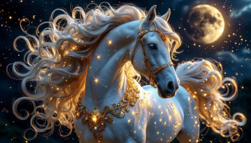 Картинка 3д+графика животные+ animals лошадь новый год