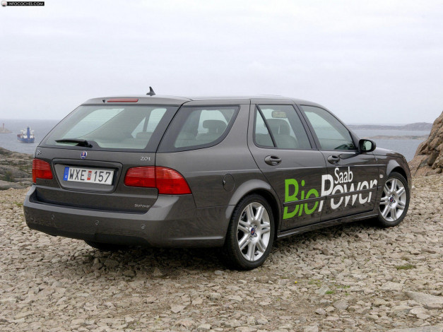 Обои картинки фото saab, estate, bio, power, 2006, автомобили