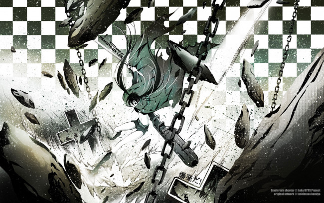 Обои картинки фото аниме, black, rock, shooter