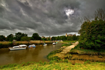 Картинка природа пейзажи вечер берег вода тучи река