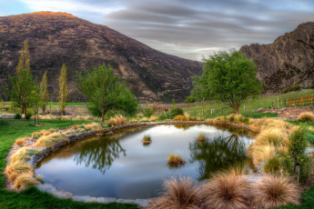 Картинка природа реки озера горы пруд трава деревья растительность