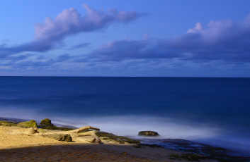обоя природа, моря, океаны, вода, берег, горизонт, синева, облака