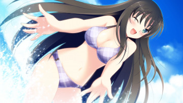 Картинка аниме *unknown другое девушка купальник вода подмигивает