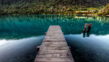 Картинка природа реки озера вода берег мостик