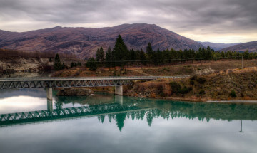 Картинка природа реки озера берег вода деревья мост горы