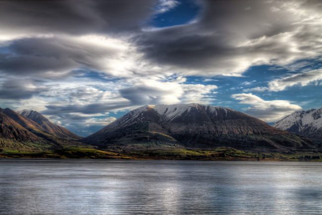 Обои картинки фото природа, реки, озера, берег, вода, небо, горы