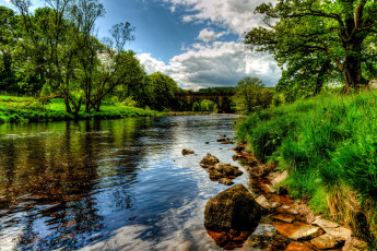 Картинка англия bolton river wharfe природа реки озера река пейзаж