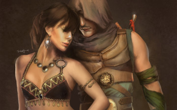 Картинка фэнтези люди влюбленные девушка парень воин украшения