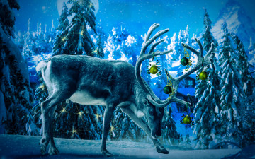 Картинка разное компьютерный+дизайн шарики олень