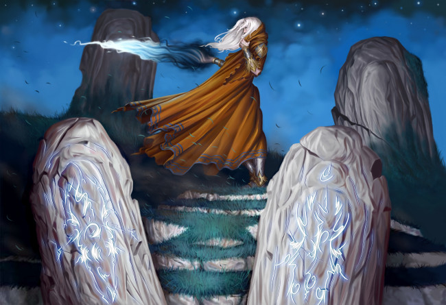 Обои картинки фото фэнтези, маги,  волшебники, руны, письмена, святилище, валуны, магия