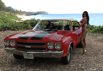 обоя автомобили, 3d car&girl, автомобиль, фон, взгляд, девушка