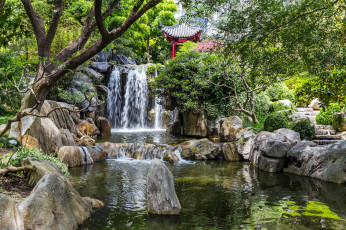 Картинка природа водопады водопад лес река