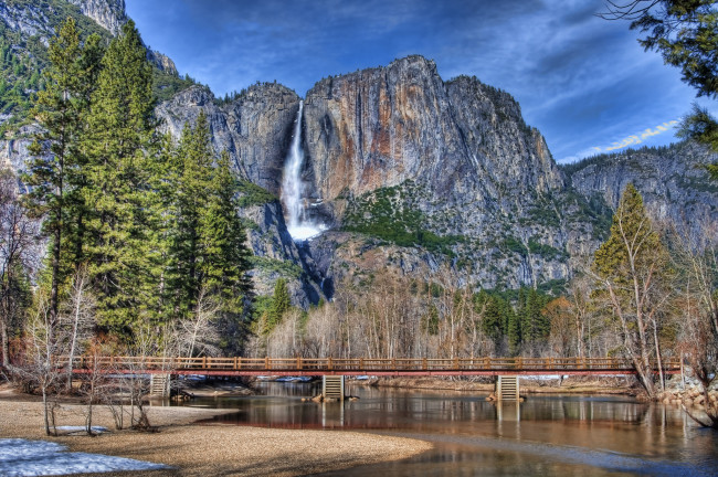 Обои картинки фото природа, водопады, горы, лес, река