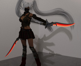 Картинка 3д+графика фантазия+ fantasy фон взгляд оружие девушка