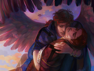 Картинка фэнтези ангелы анегл парень скорбь драма