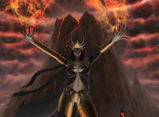 Картинка фэнтези девушки вулкан ведьма