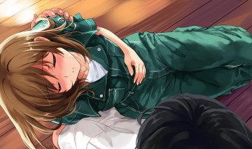 Картинка аниме suiheisen+made+nan+mile фон взгляд девушка