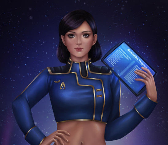 Обои картинки фото фэнтези, девушки, девушка, взгляд, фон