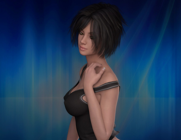 Обои картинки фото 3д графика, люди , people, взгляд, девушка, фон