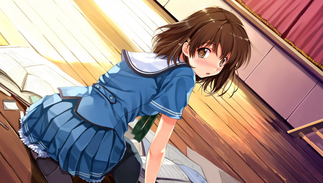 Обои картинки фото аниме, suiheisen made nan mile, девушка, фон, взгляд