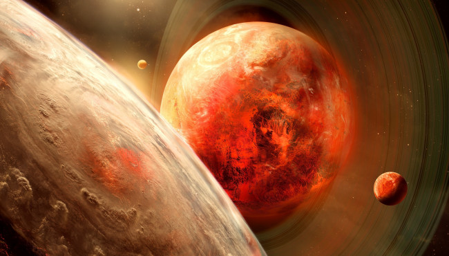 Обои картинки фото космос, арт, звезды, вселенная, планеты